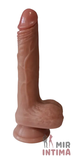 Фаллоимитатор с мошонкой на присоске OYO - Dildo Double Layer Silicone, 19x3.2см 