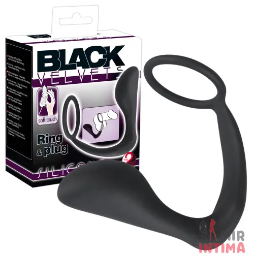 Эрекционное кольцо + анальный стимулятор BLACK VELVETS