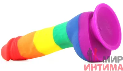 Фаллоимитатор радуга Pride Dildo Silicone Rainbow, 14х3,6 см - 3