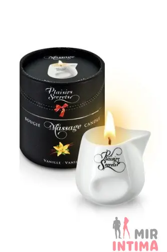 Массажная свеча Plaisirs Secrets Vanilla, керамический сосуд, 80 мл