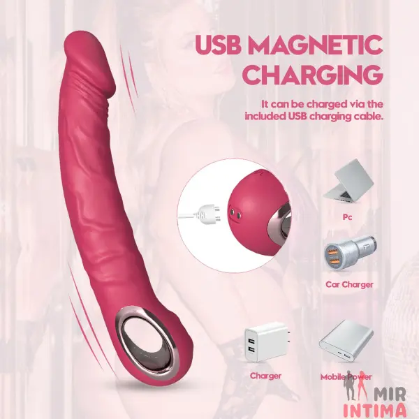 Реалистичный-женский-вибратор-Реалистичный силиконовый массажер Vibrator PINK, водонепроницаемый. - 11