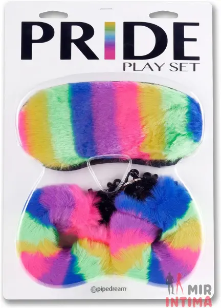 Pride Play Set - меховые наручники и маска на глаза - 3 Pride Play Set - меховые наручники и маска на глаза - 3