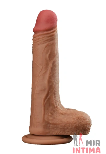 Фаллоимитатор с мошонкой на присоске, OYO Dildo Double Layer Silicone, 18 x 3.5 см