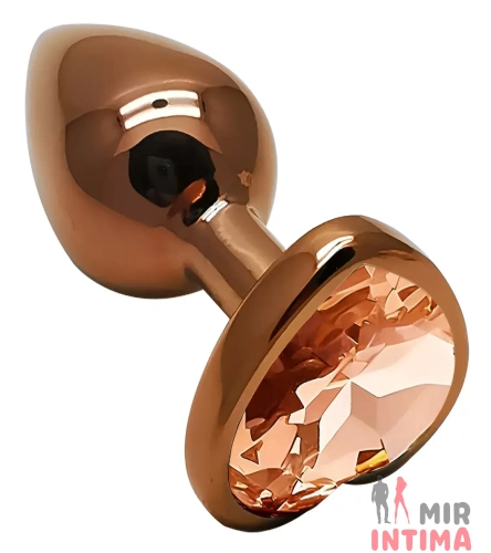 Анальная пробка с кристаллом EGZO Dark Gold Heart Plug, size S