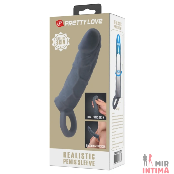 Насадка Pretty Love - Realistic Penis Sleeve, с кольцом - 11 Насадка Pretty Love - Realistic Penis Sleeve, с кольцом - 11