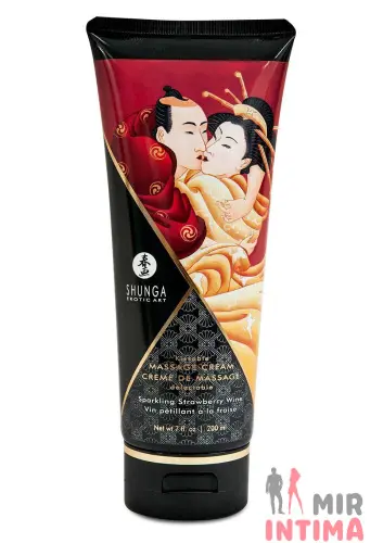 Сьедобный массажный крем Shunga игристое клубничное вино, 200 мл Сьедобный массажный крем Shunga игристое клубничное вино, 200 мл