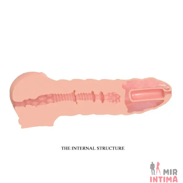 Рифлёный мастурбатор-насадка «Bigger Man» с вибрацией - 3