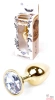 Золотистая анальная пробка с камнем под Swarovski, 7X2,8 см - 2 Золотистая анальная пробка с камнем под Swarovski, 7X2,8 см - 2