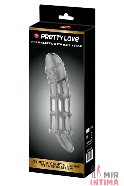 Насадка ажурная Penis Sleeve With Ball Strap - 7 Насадка ажурная Penis Sleeve With Ball Strap - 7