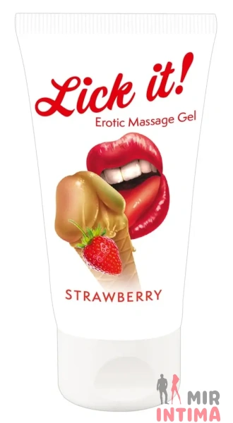 Lick-it Strawberry массажный гель веганский, 50 мл Lick-it Strawberry массажный гель веганский, 50 мл