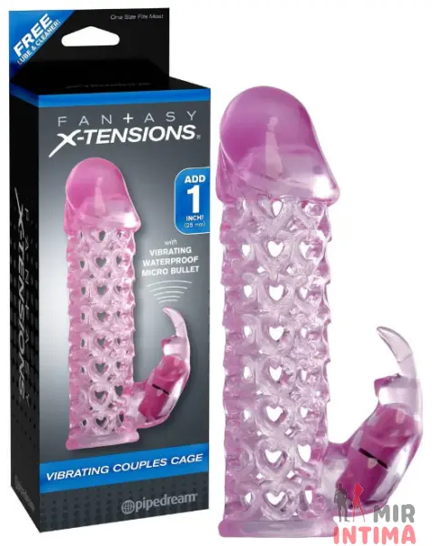 Вибронасадка для удлинения члена со стимуляцией клитора Fx Vibrating Couples Cage Pink - 4 Вибронасадка для удлинения члена со стимуляцией клитора Fx Vibrating Couples Cage Pink - 4