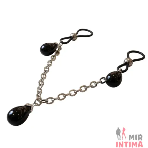 Украшение на соски с утяжелителями Nonpiercing Nipple Chain Jewelry, оникс
