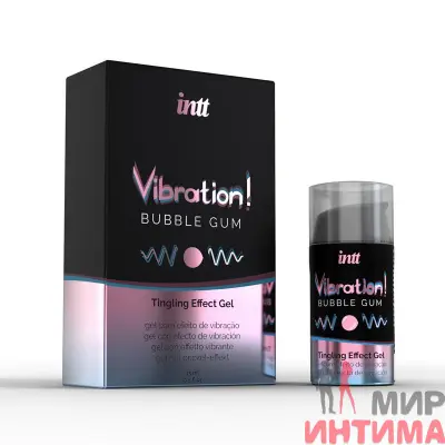 Жидкий вибратор Intt Vibration Bubble Gum, со вкусом жвачки, 15 мл