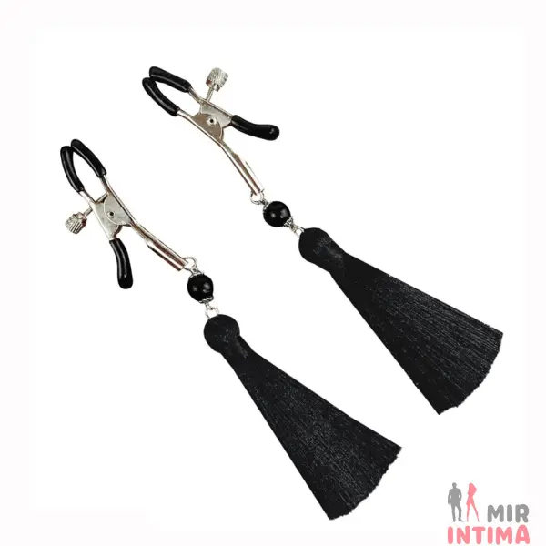 Зажимы для сосков Art of Sex - Nipple clamps Black Tassels - 2 Зажимы для сосков Art of Sex - Nipple clamps Black Tassels - 2