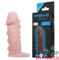 Эластичная насадка - презерватив "Brave men", с пупырышками