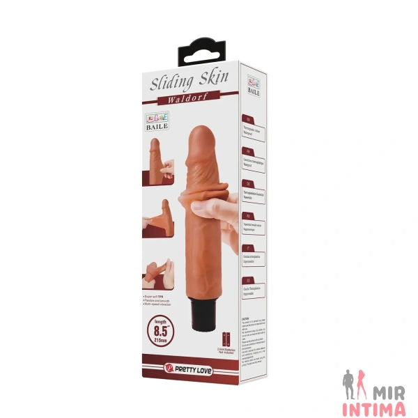 Реалистичный-женский-вибратор-Вибратор Baile - Waldofr Sliding Skin 8.5", 21,5Х4 см - 8