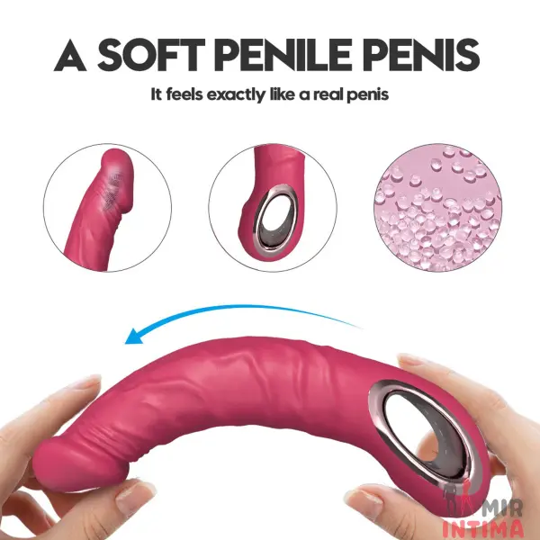Реалистичный-женский-вибратор-Реалистичный силиконовый массажер Vibrator PINK, водонепроницаемый. - 9