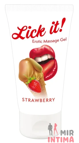 Lick-it Strawberry массажный гель веганский, 50 мл Lick-it Strawberry массажный гель веганский, 50 мл