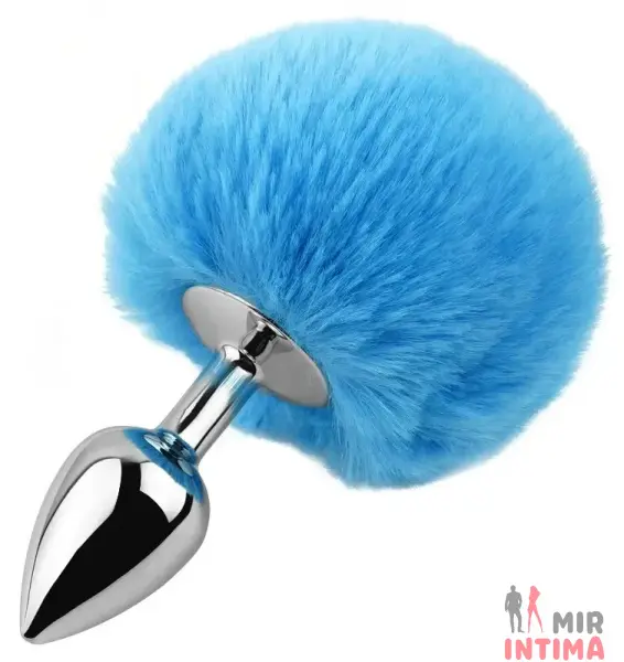 Анальная пробка с хвостом EGZO Bunny Tail Silver Plug, размер S - 4
