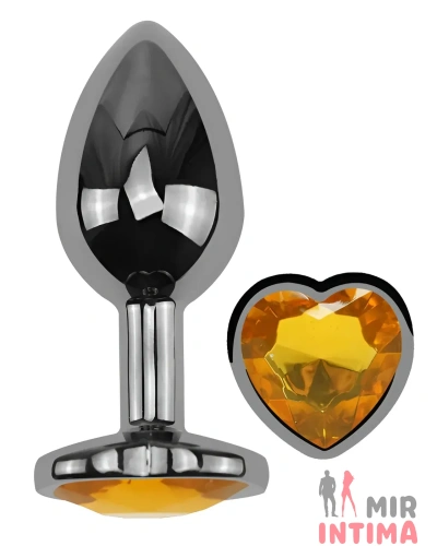 Анальная пробка с кристаллом EGZO - Dark Silver Heart Plug, size M Анальная пробка с кристаллом EGZO - Dark Silver Heart Plug, size M