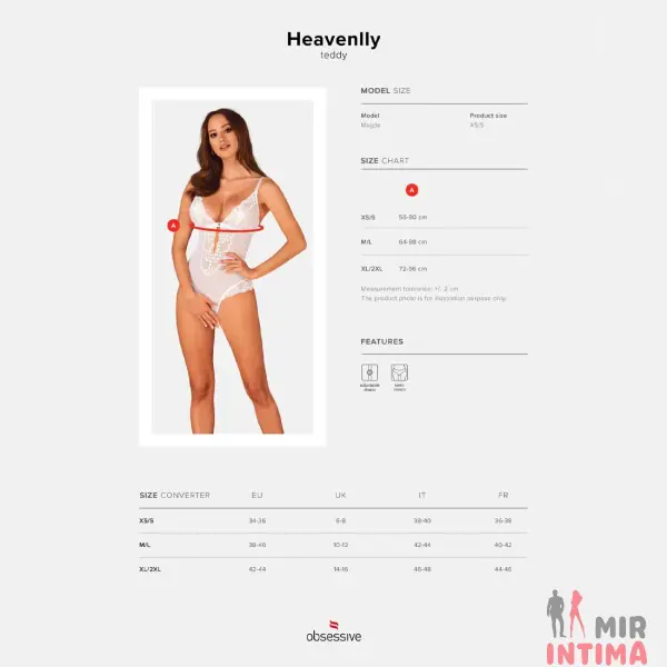 Эротическое полупрозрачное боди Obsessive Heavenlly crotchless teddy, с доступом - 4 Эротическое полупрозрачное боди Obsessive Heavenlly crotchless teddy, с доступом - 4