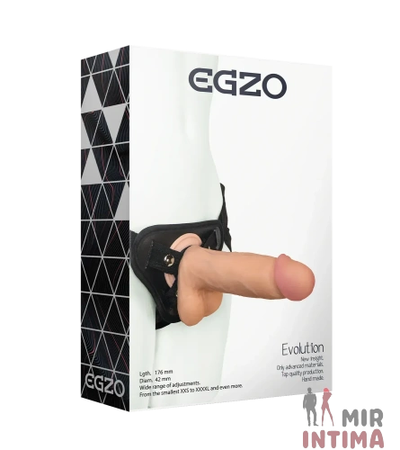 Страпон женский EGZO Evolution, киберкожа, 17.6см