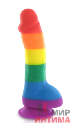 Фаллоимитатор радуга Pride Dildo Silicone Rainbow, 14х3,6 см - 4