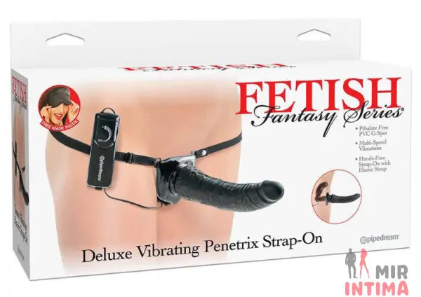 Двойной страпон в черном цвете Fetish Fantasy Vibrating Penetrix, 19х5 см - 2 Двойной страпон в черном цвете Fetish Fantasy Vibrating Penetrix, 19х5 см - 2