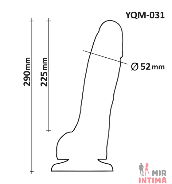 Фаллоимитатор Гигант с мошонкой на присоске OYO, 29x5.2 см - 5