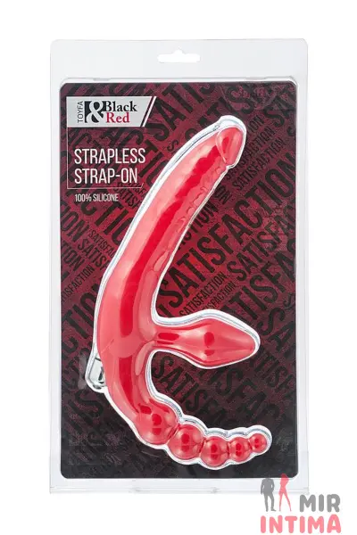 Безремневой страпон STRAPLESS от Black & Red, тройной - 1